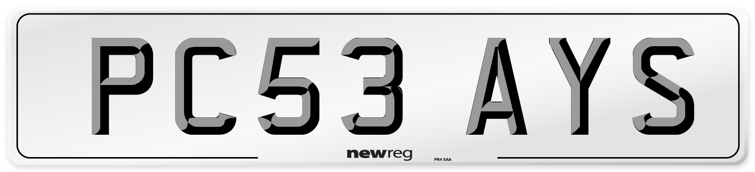 PC53 AYS Number Plate from New Reg
